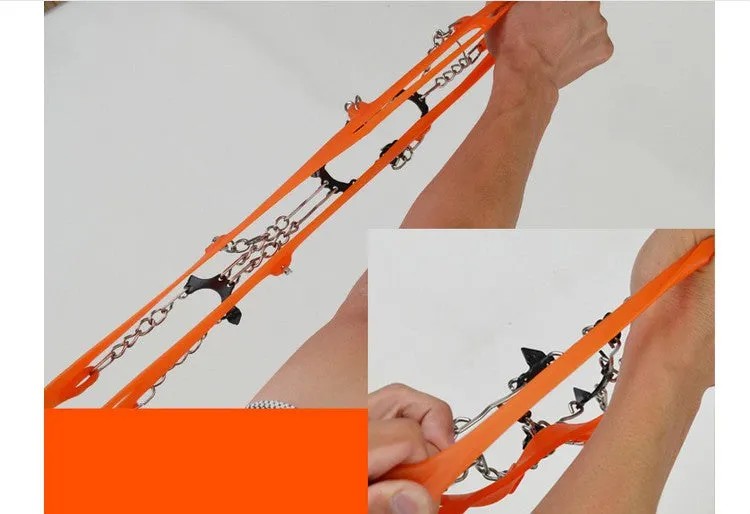 Children Winter Warm Outdoor Non-slip Ultra Stable 11 Tooth Crampons Climbing Snowshoe Shoes Cover S code - red (32-37 yards)_11 teeth