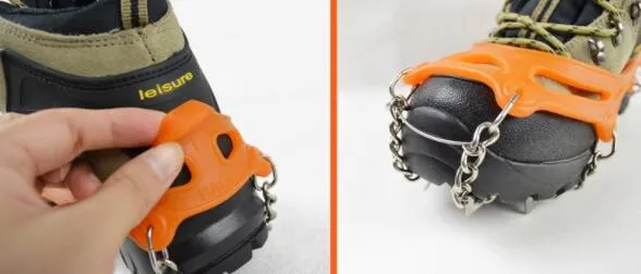 Children Winter Warm Outdoor Non-slip Ultra Stable 11 Tooth Crampons Climbing Snowshoe Shoes Cover S code - red (32-37 yards)_11 teeth