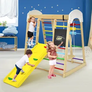 Children's 8-in-1 Eco Wood Montessori Climbing Gym with Swing | Slide | Climbing Wall | Monkey Bars & More | 3 Years 