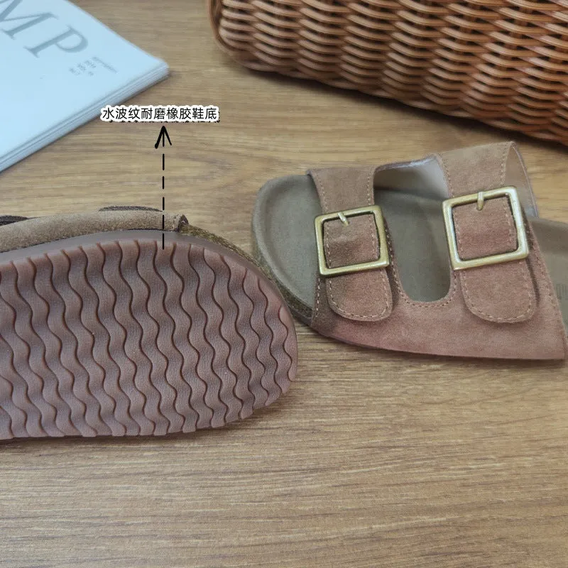 Children's Shoes Parent-Child Shoes Birkenstock Sandals  Summer New Boys and Girls Genuine Leather Open Toe Breathable Slippers Wholesale