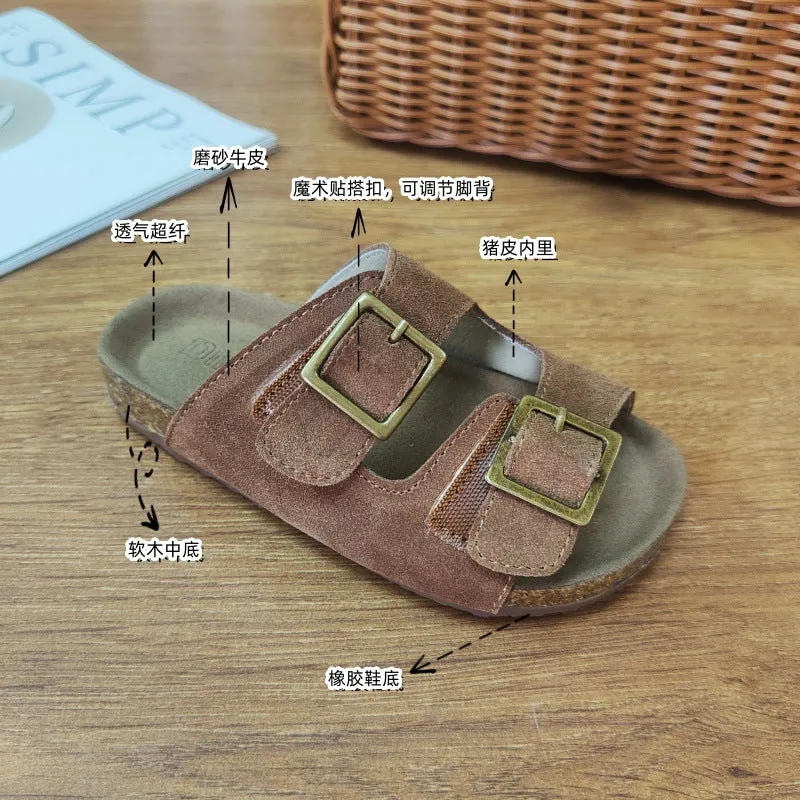 Children's Shoes Parent-Child Shoes Birkenstock Sandals  Summer New Boys and Girls Genuine Leather Open Toe Breathable Slippers Wholesale