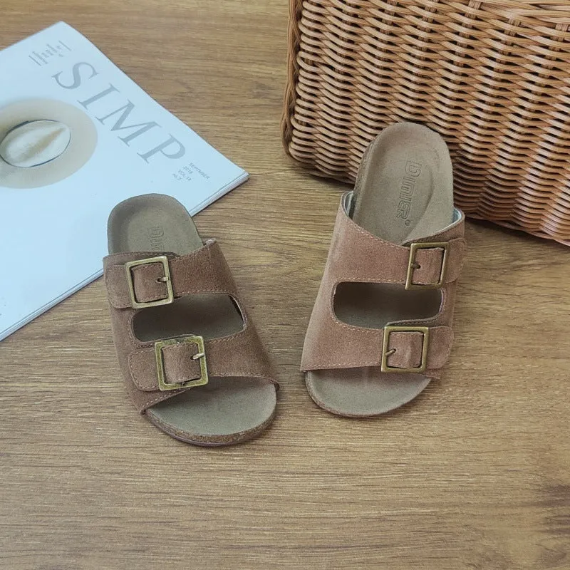 Children's Shoes Parent-Child Shoes Birkenstock Sandals  Summer New Boys and Girls Genuine Leather Open Toe Breathable Slippers Wholesale