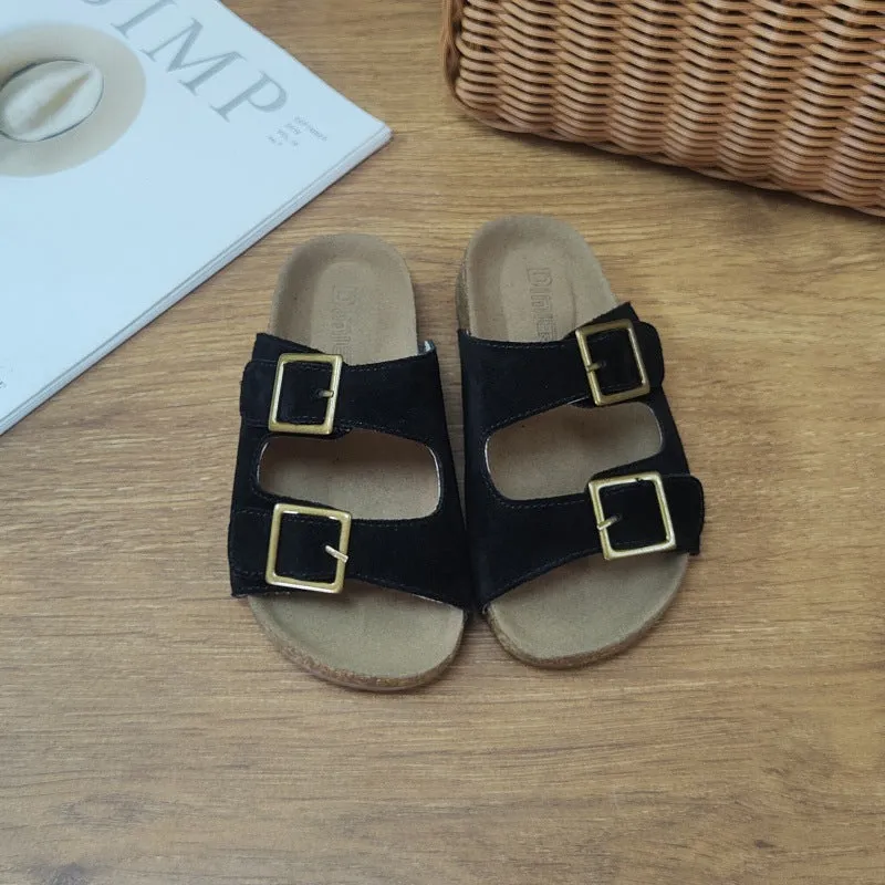 Children's Shoes Parent-Child Shoes Birkenstock Sandals  Summer New Boys and Girls Genuine Leather Open Toe Breathable Slippers Wholesale
