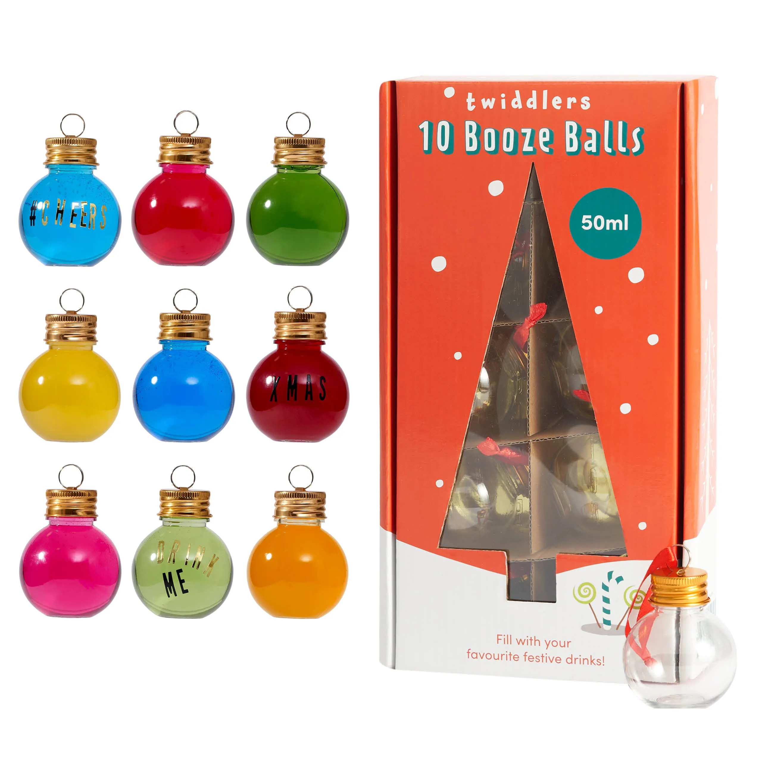 Christmas Fillable Boozy Baubles (50ml)