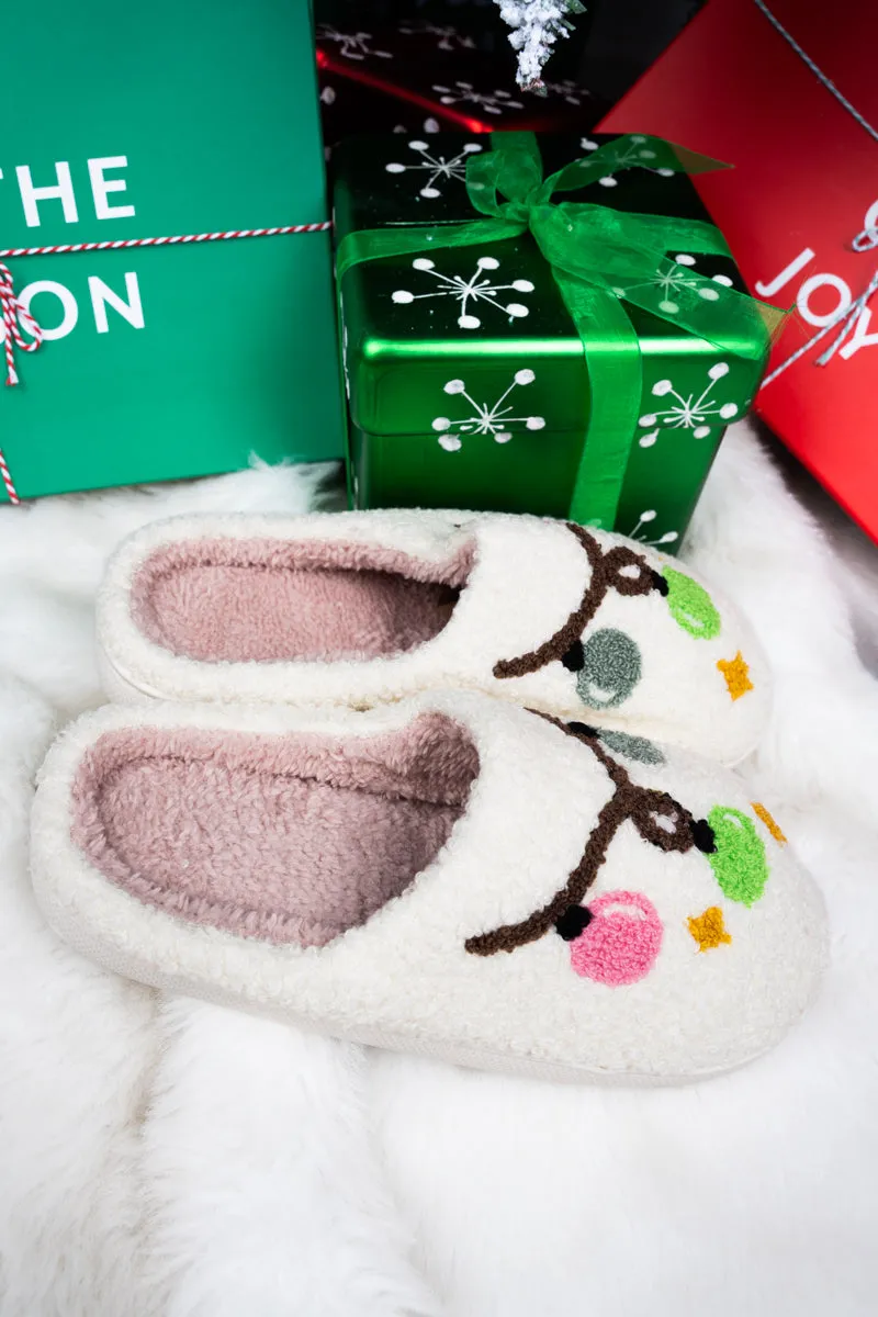 Christmas Lights Plush Slippers
