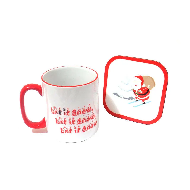 Christmas Skiing Mug & Coaster Set