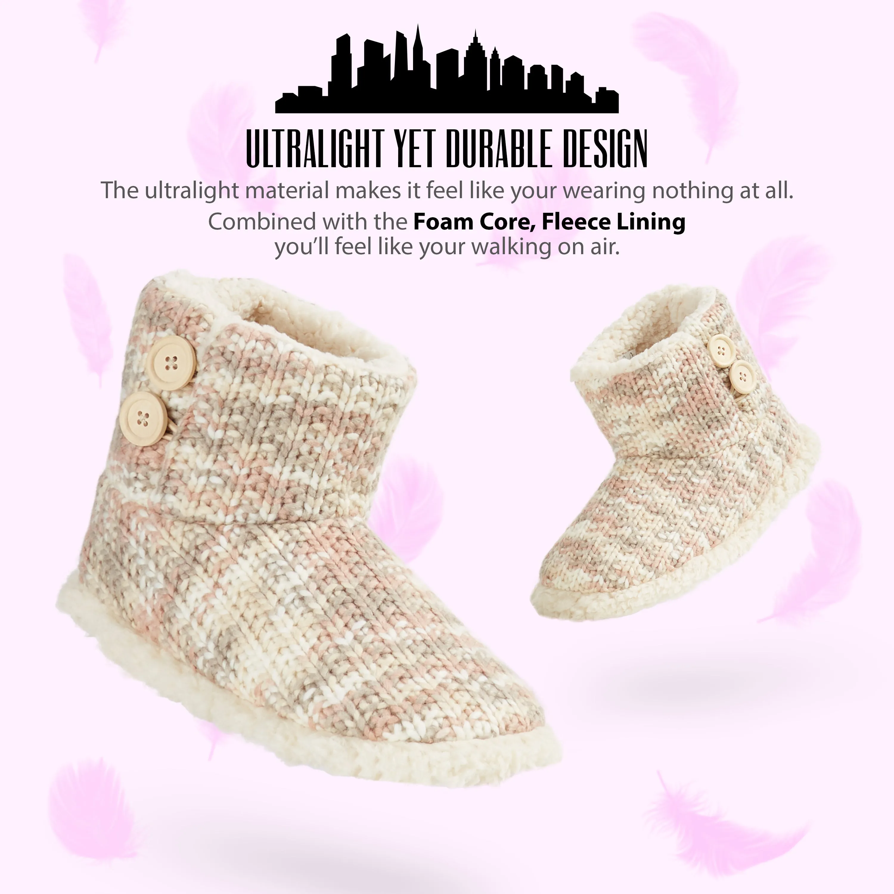 CityComfort Ladies Slipper Boots Knitted Warm Winter Indoor Booties