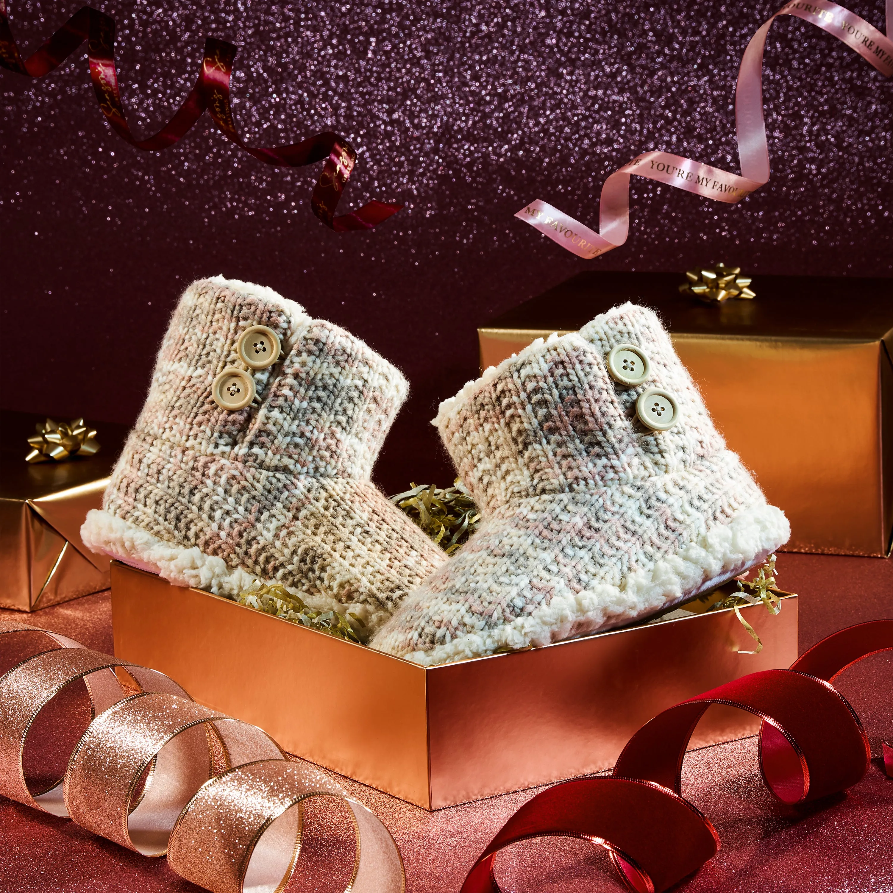 CityComfort Ladies Slipper Boots Knitted Warm Winter Indoor Booties
