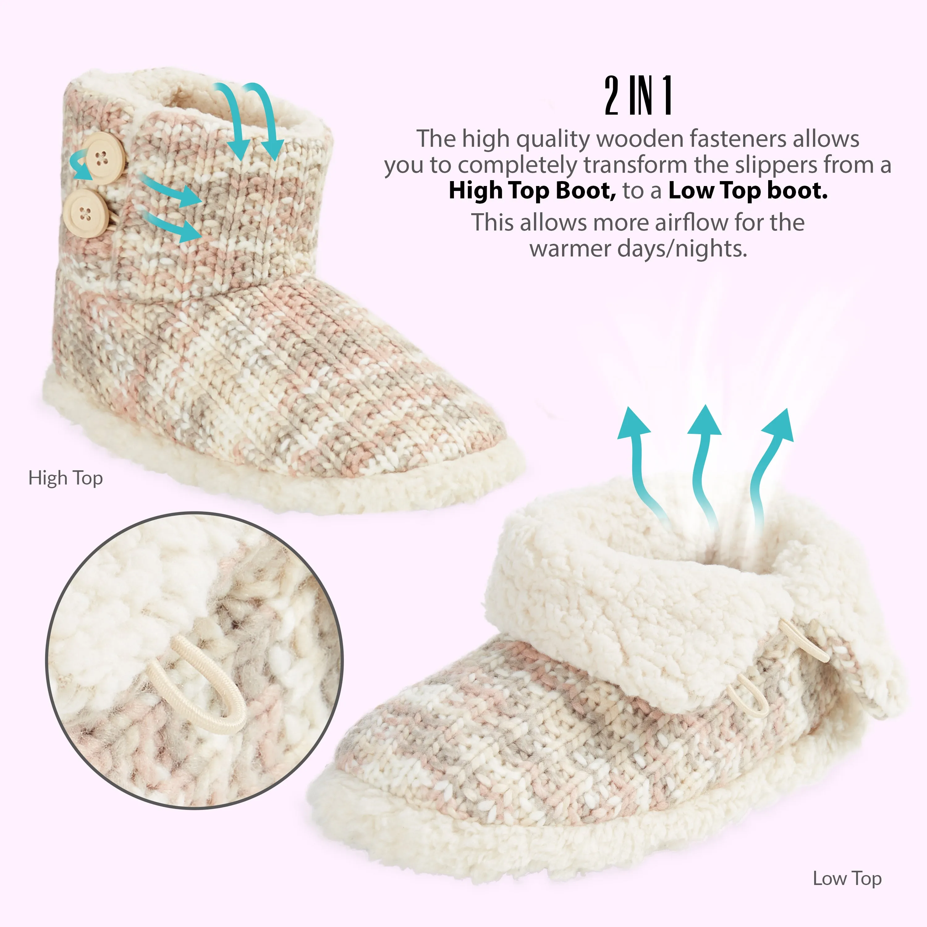 CityComfort Ladies Slipper Boots Knitted Warm Winter Indoor Booties