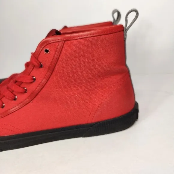 COACH Men's C207 High Top Sneaker Red Black Canvas Lace Up Shoes Size 9D