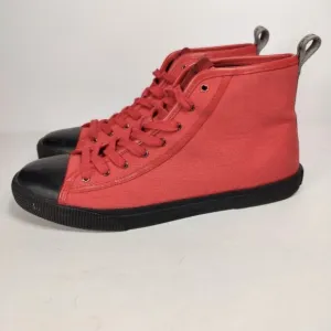 COACH Men's C207 High Top Sneaker Red Black Canvas Lace Up Shoes Size 9D