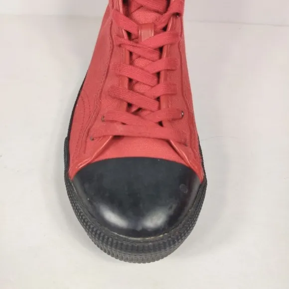 COACH Men's C207 High Top Sneaker Red Black Canvas Lace Up Shoes Size 9D
