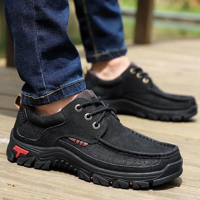Cowhide Leather Hiking Shoes - Comfortable Breathable Outdoor Footwear