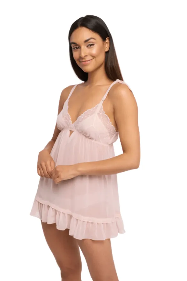 Dahlia Babydoll w/ Panty - Blush