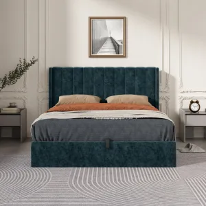 Daizia Lift Up Storage Platform Bed with Wingback Headboard Latitude Run® Color: Green Size: Queen
