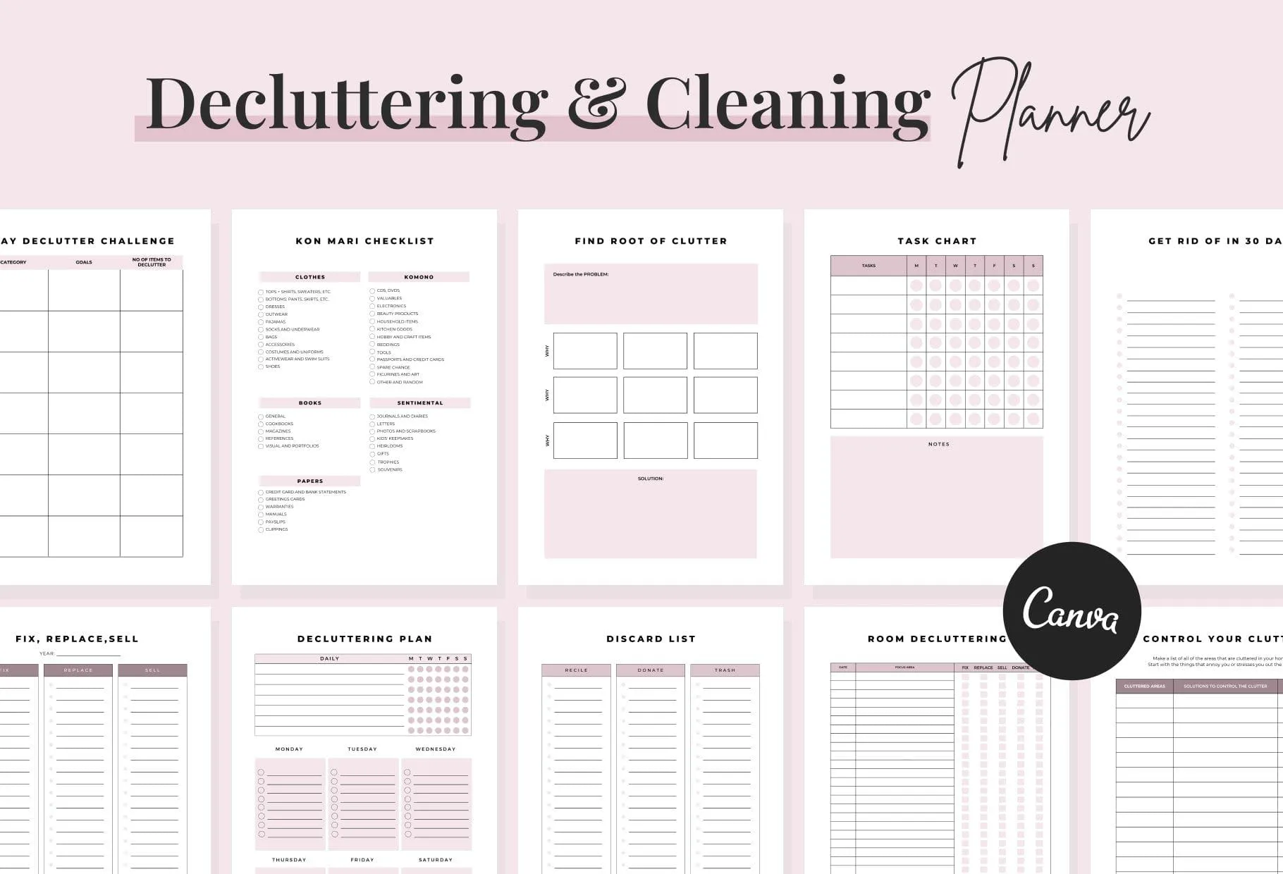 Decluttering and Cleaning Planner Canva Template