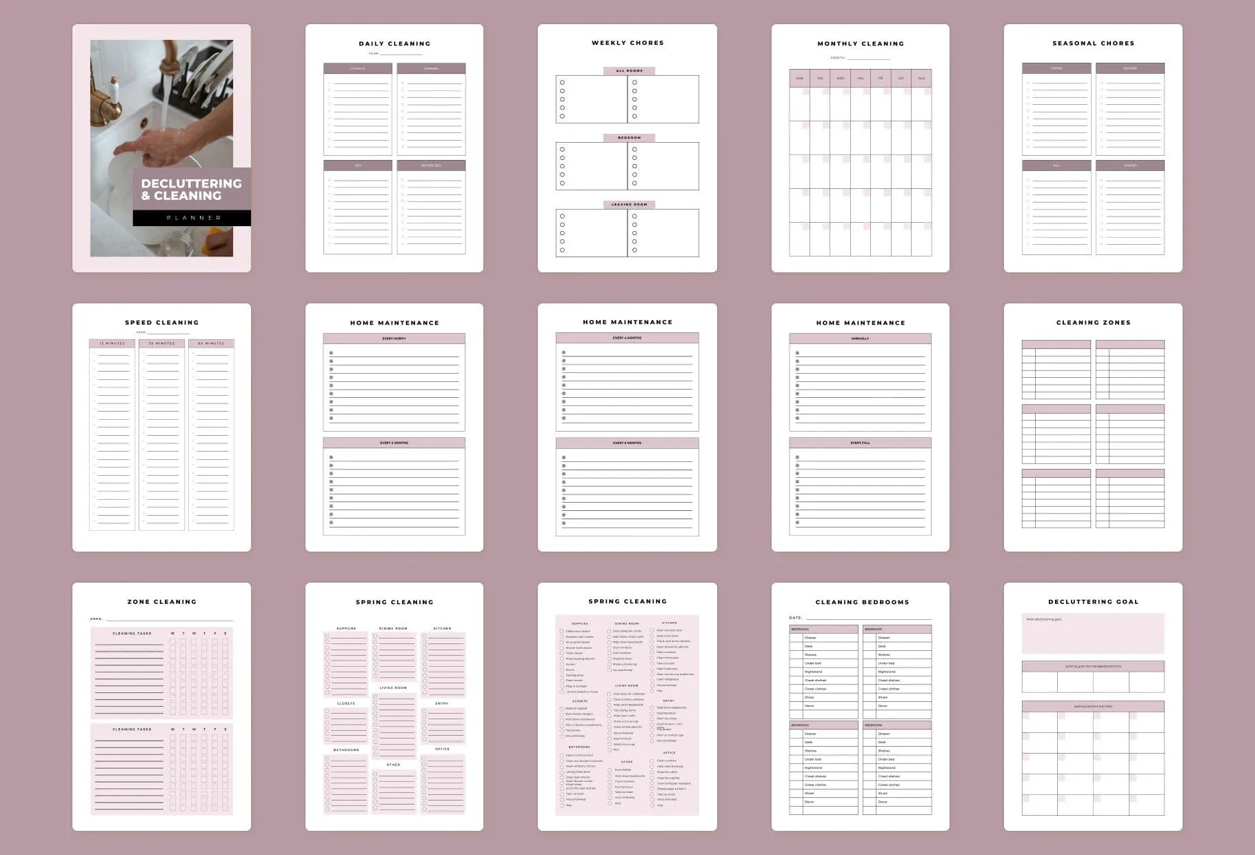 Decluttering and Cleaning Planner Canva Template