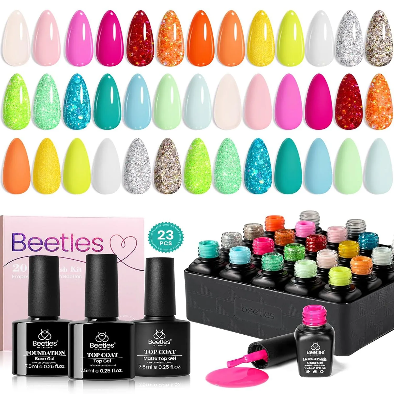 Diva of Divas - 20 Gel Colors Set with Top and Base Coat (5ml/Each)