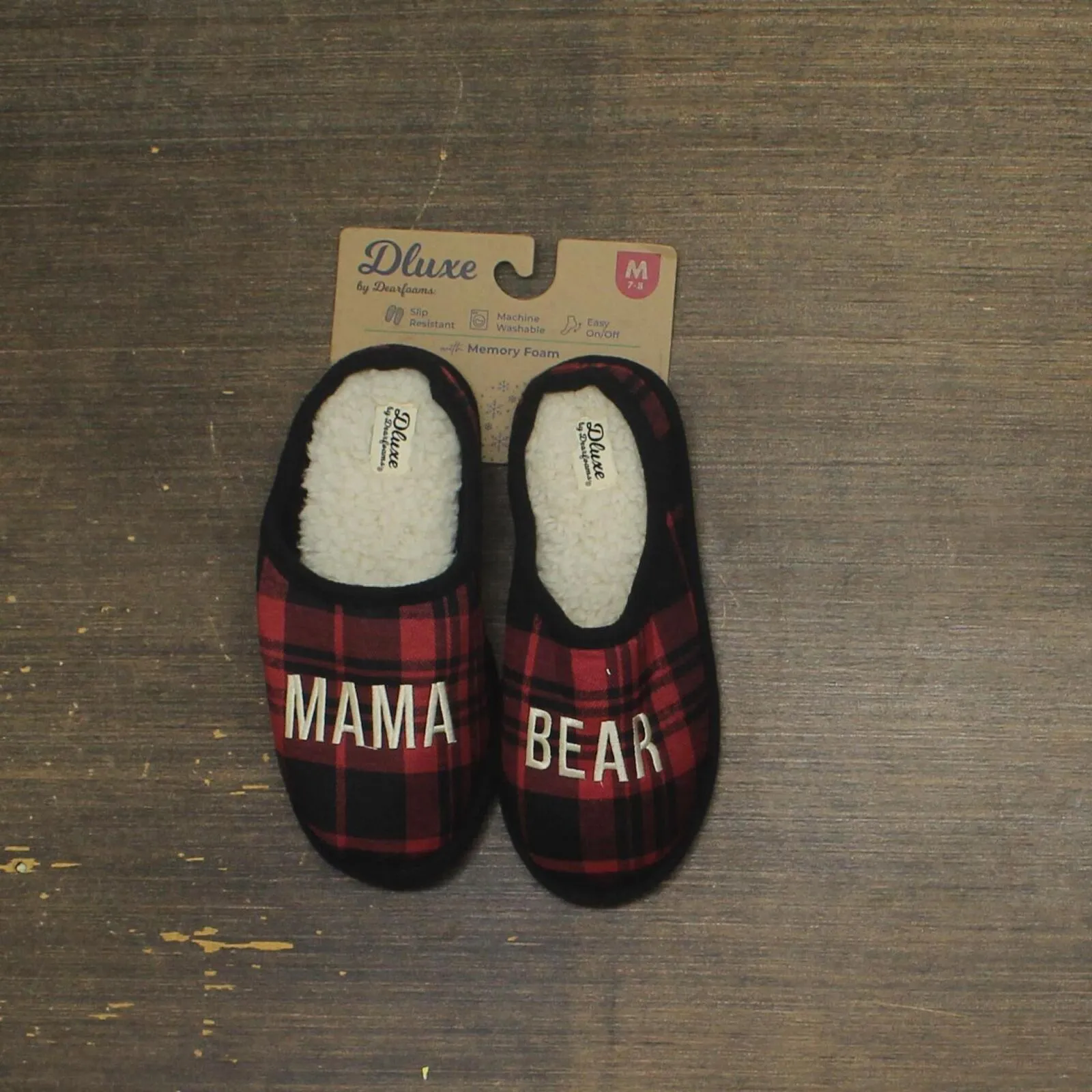 Dluxe By Dearfoams Womens Family Matching Mama Bear Clog Slippers Red M (7-8)