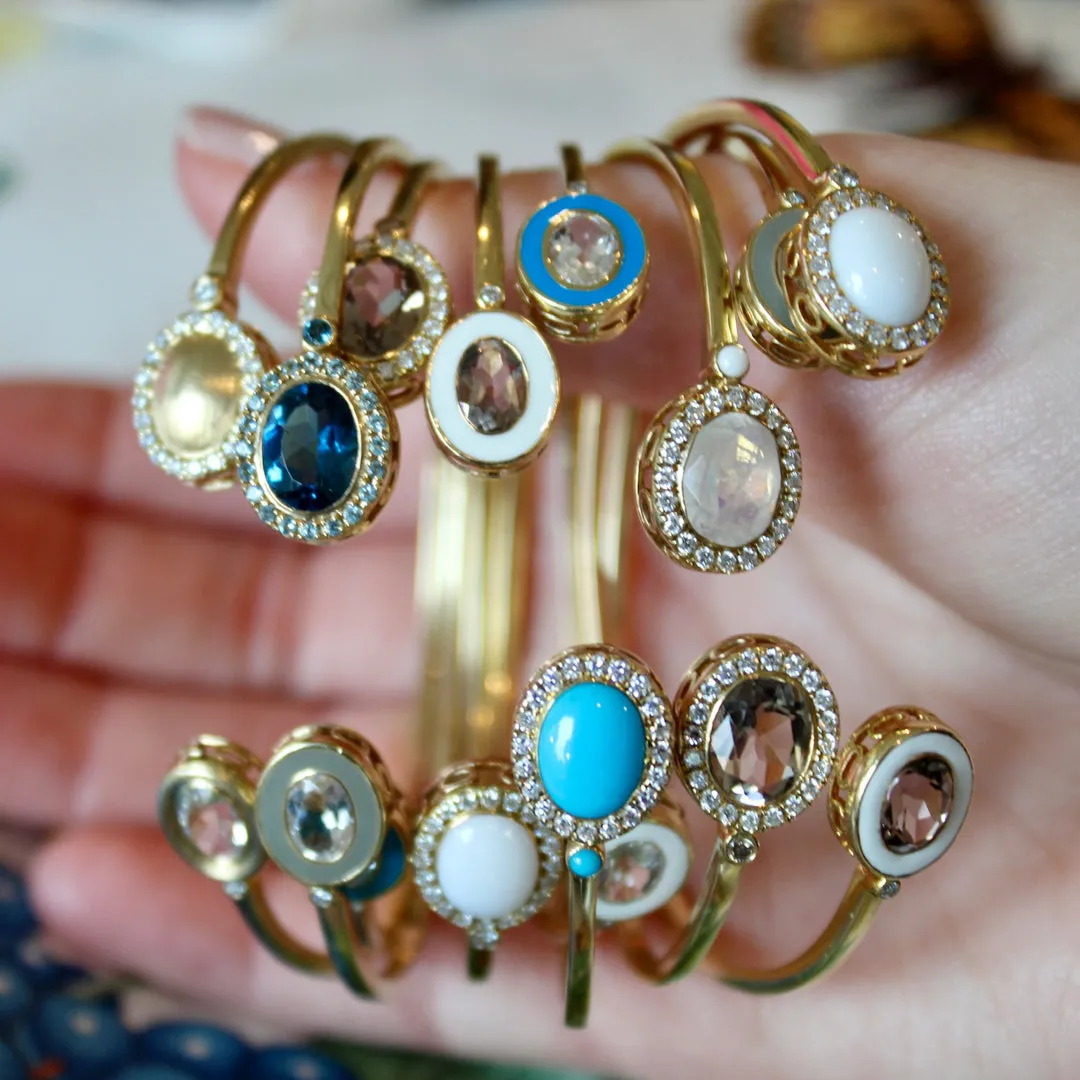 Double Bezel Cuff in White Onyx and Smokey Topaz