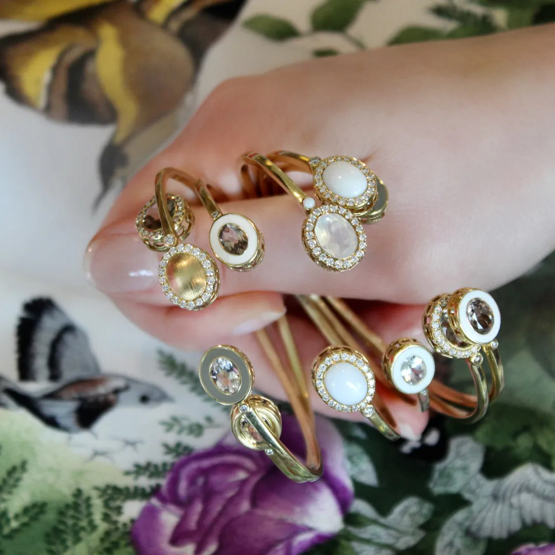 Double Bezel Cuff in White Onyx and Smokey Topaz