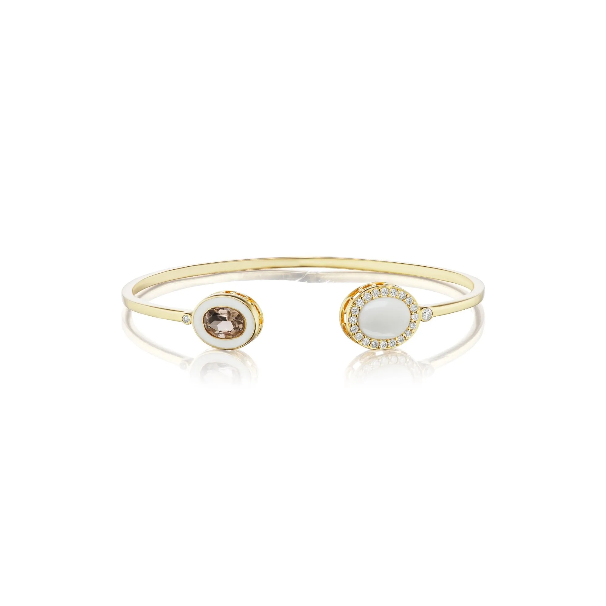 Double Bezel Cuff in White Onyx and Smokey Topaz