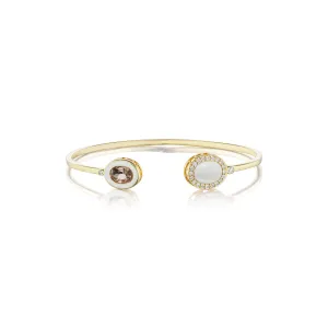 Double Bezel Cuff in White Onyx and Smokey Topaz