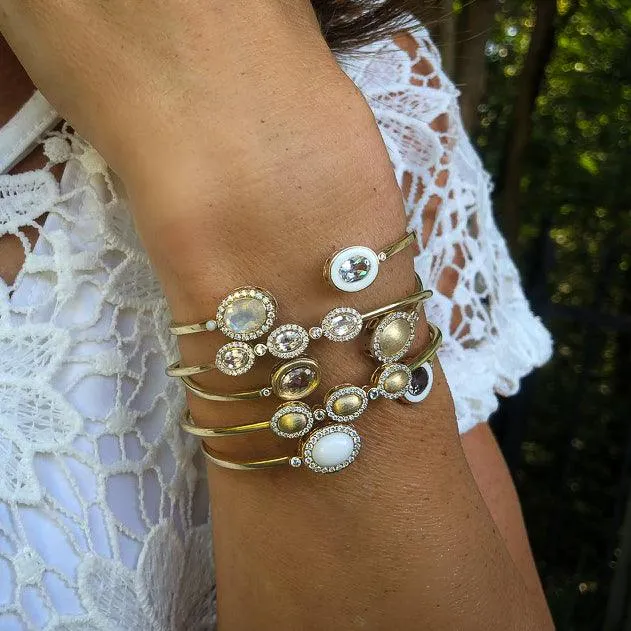 Double Bezel Cuff in White Onyx and Smokey Topaz
