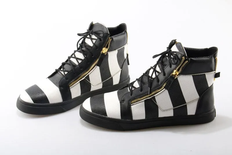 Double Zipper Unisex Sneakers Flat Leisure Trainer Shoes
