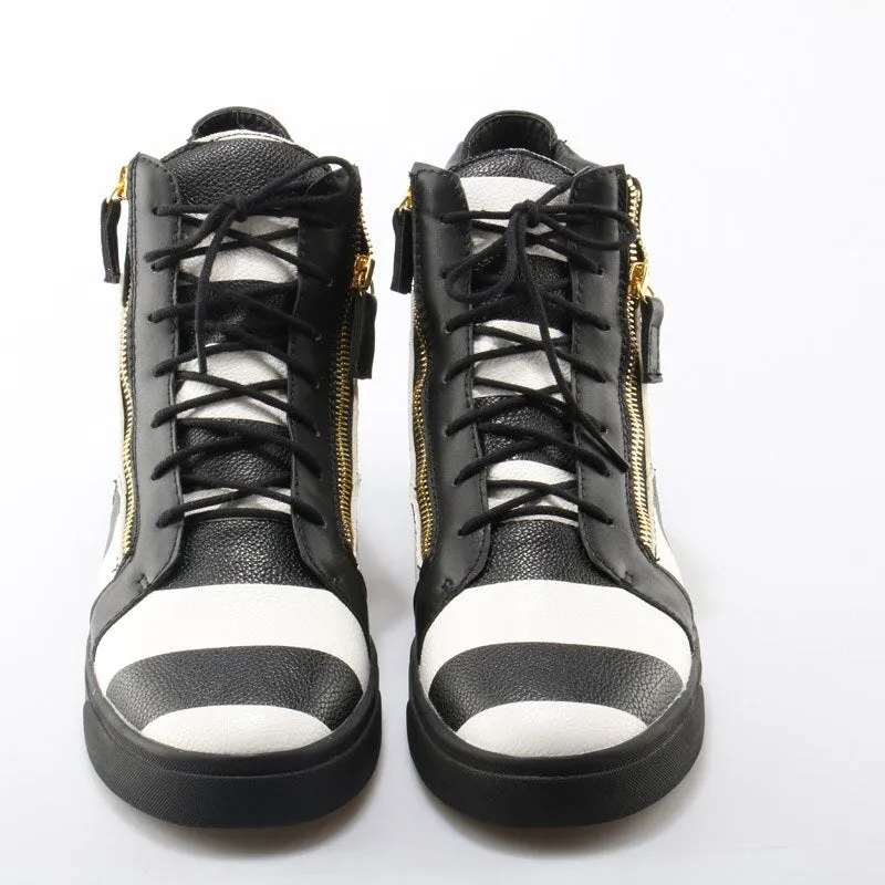 Double Zipper Unisex Sneakers Flat Leisure Trainer Shoes