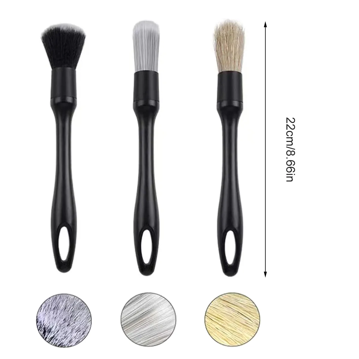 Duety 3pcs Car Detailing Brushes Set Soft Auto Detailing Brush Kit Interchangeable Different Sized Car Detail Cleaning Tool Reusable Car Detailing Brush for Car Interior Exterior Wheels