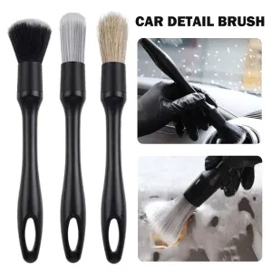 Duety 3pcs Car Detailing Brushes Set Soft Auto Detailing Brush Kit Interchangeable Different Sized Car Detail Cleaning Tool Reusable Car Detailing Brush for Car Interior Exterior Wheels
