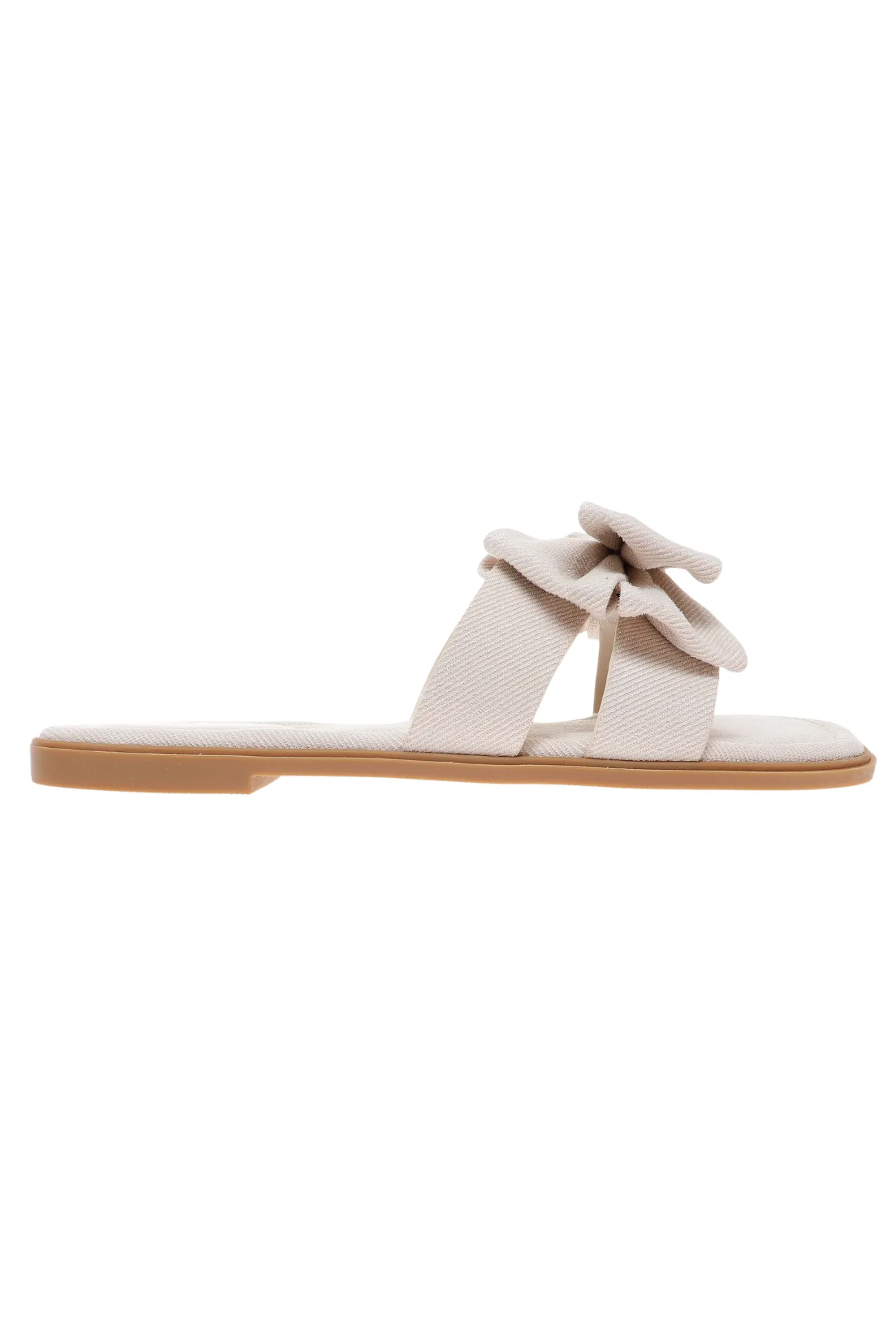 Fancy Folds Bow Nude Sandals