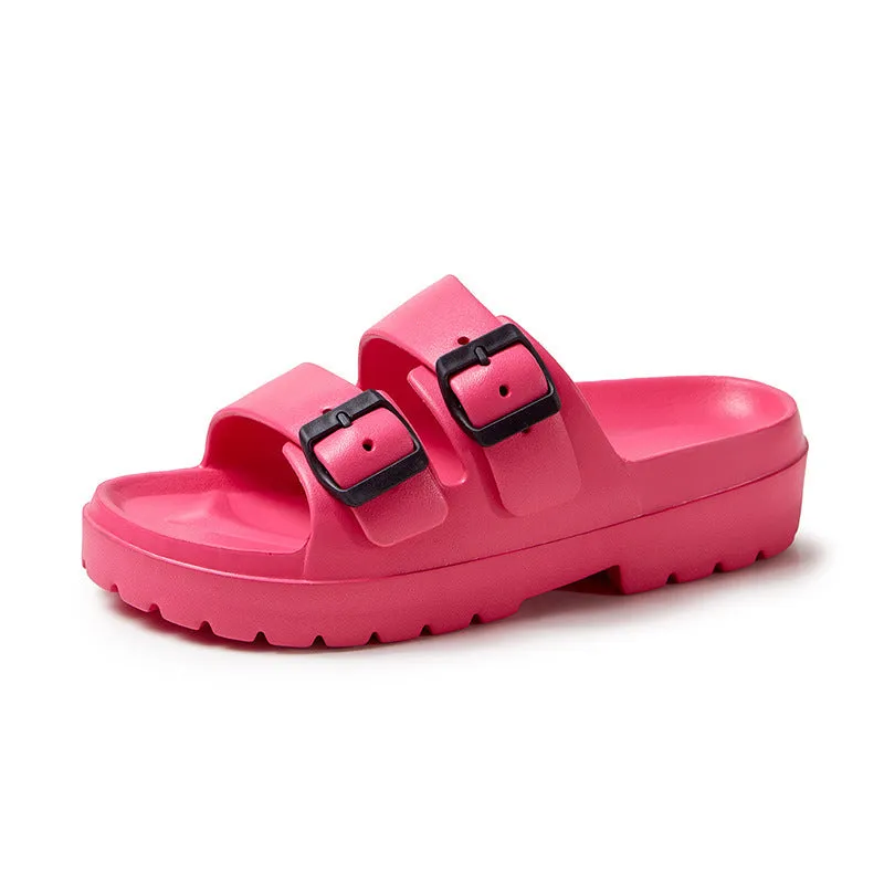 Fashion Double Buckle Slippers