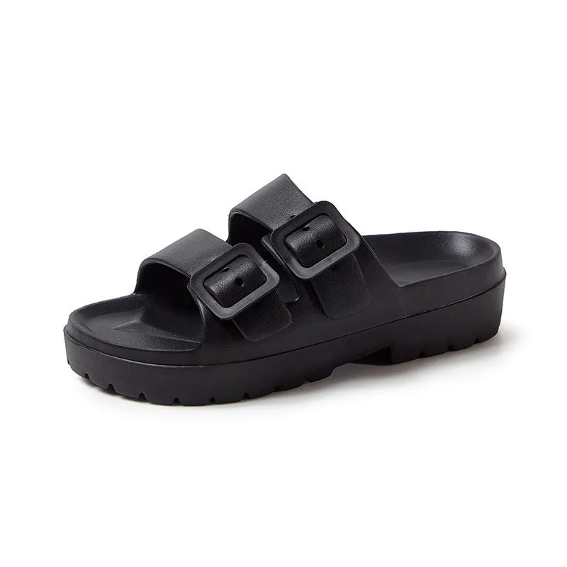 Fashion Double Buckle Slippers