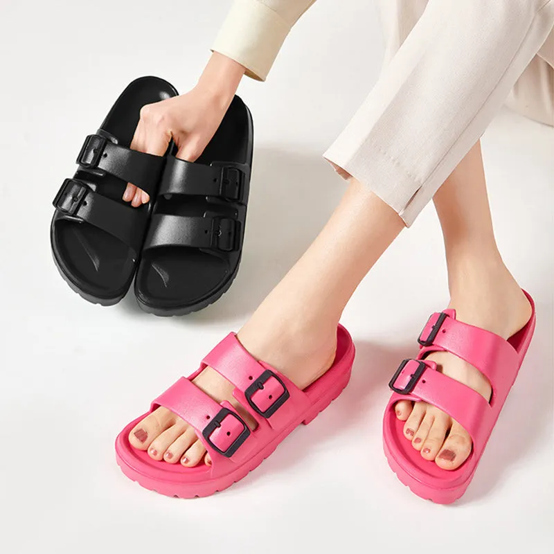 Fashion Double Buckle Slippers