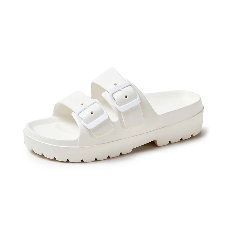 Fashion Double Buckle Slippers
