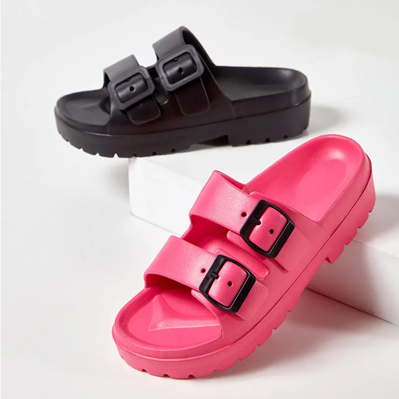 Fashion Double Buckle Slippers