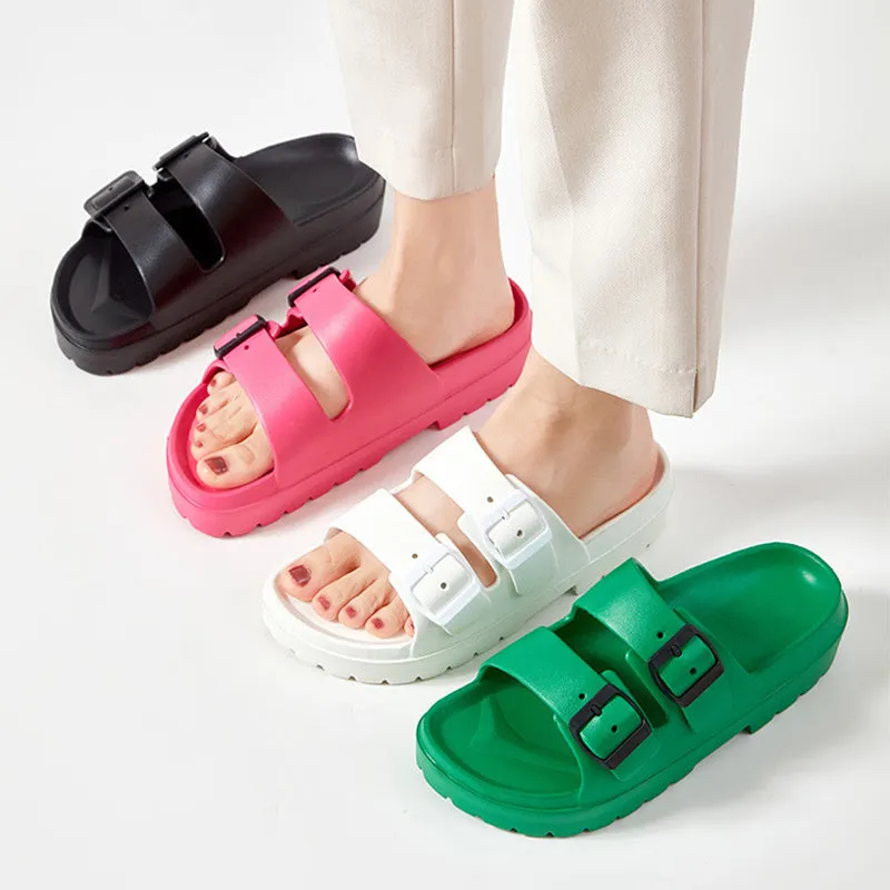 Fashion Double Buckle Slippers