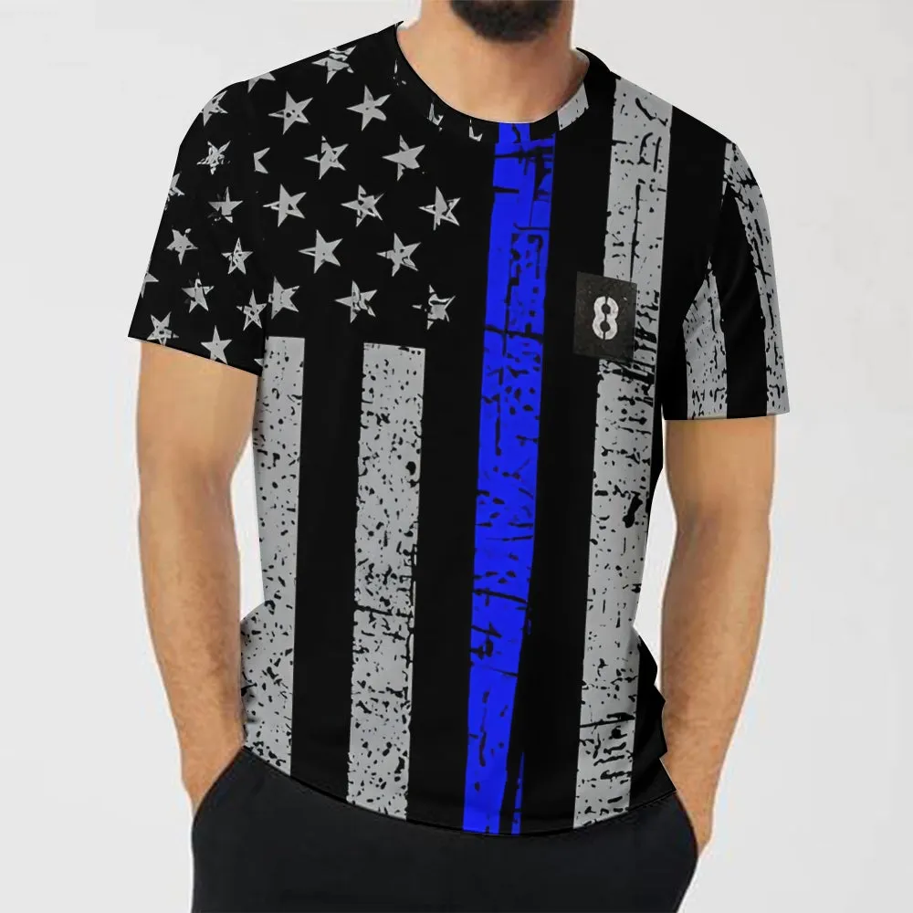 Fashion Star Flag Print Short Sleeve T-shirt 2409003493