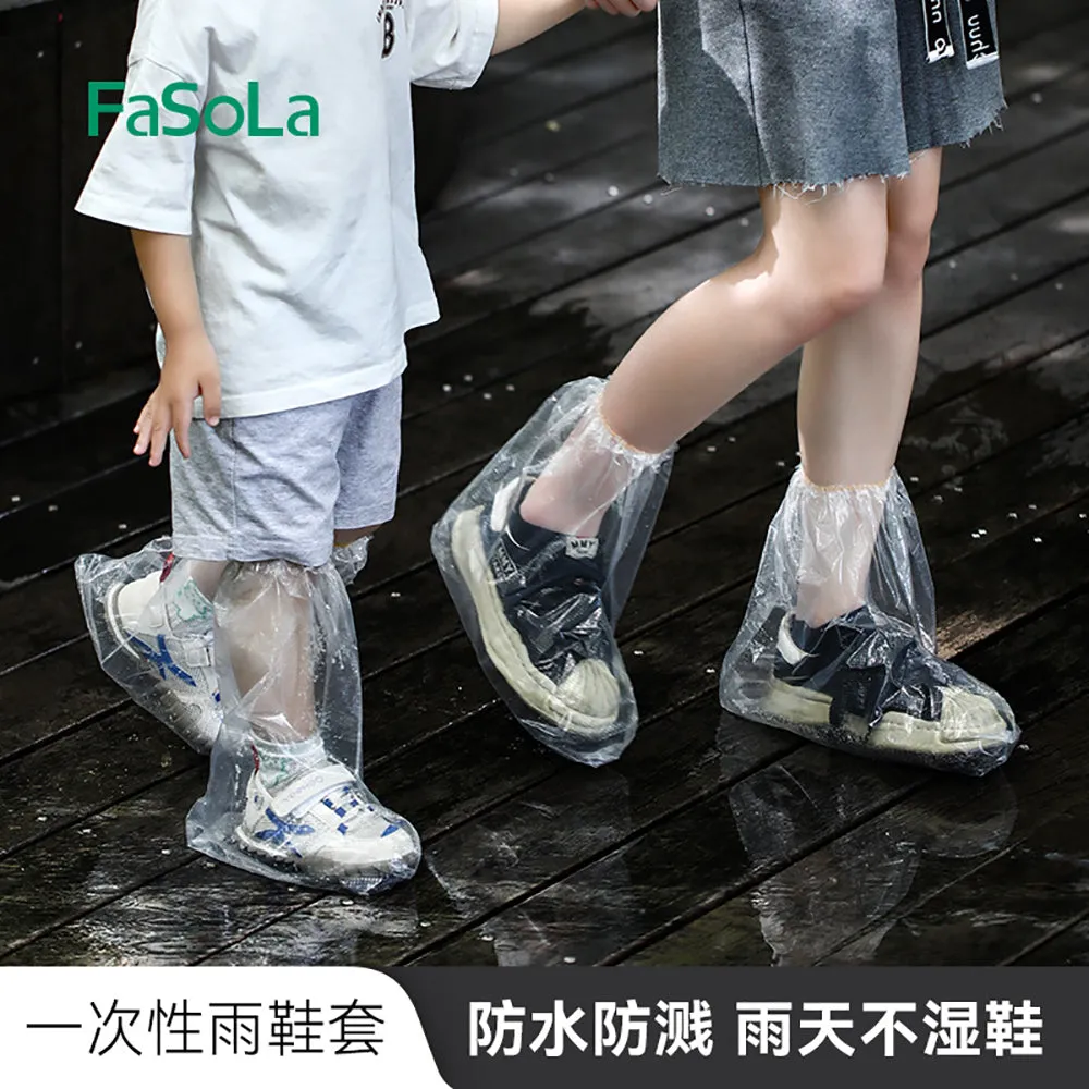 FaSoLa Disposable Rain Shoe Covers for Adults - Transparent, Pack of 5 Pairs