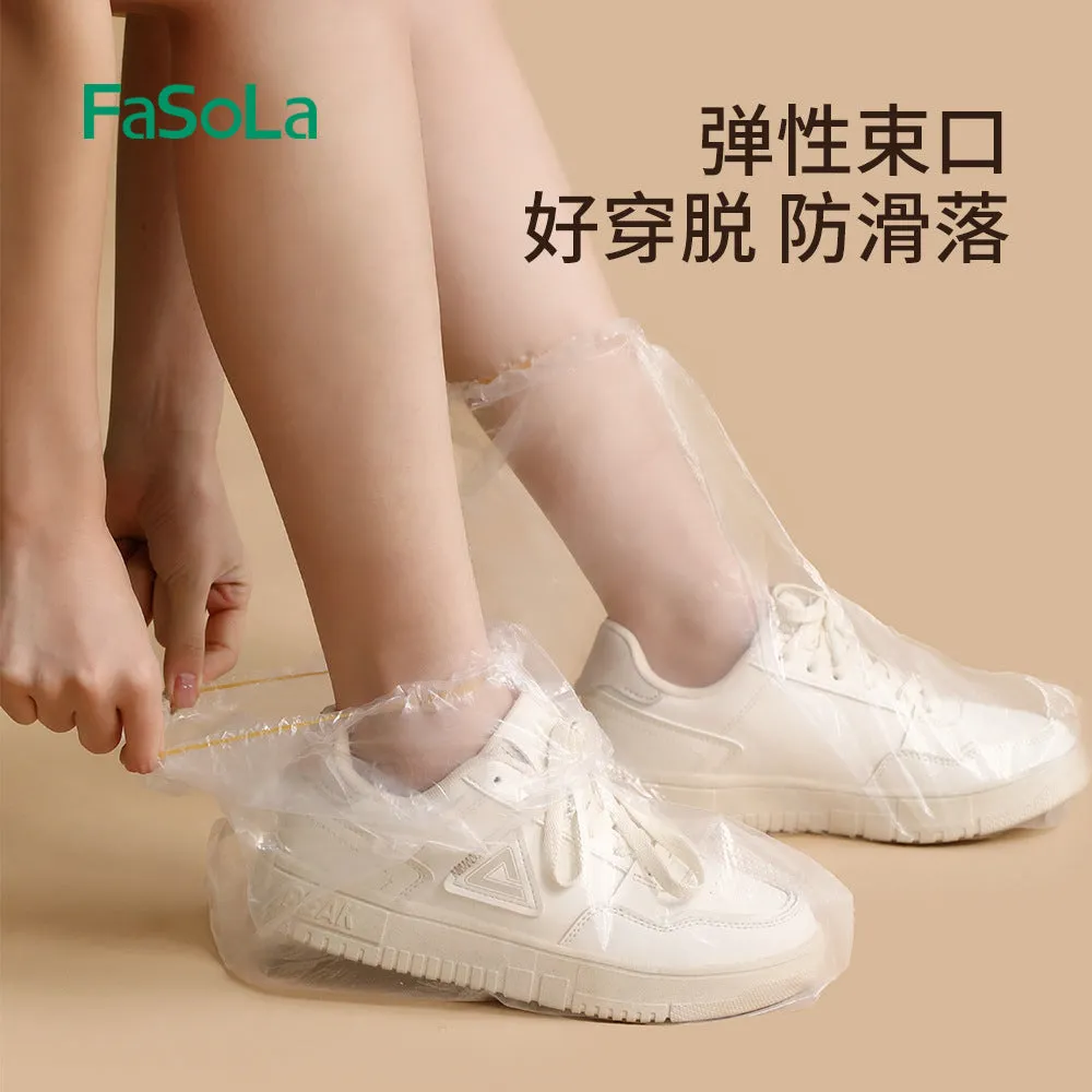 FaSoLa Disposable Rain Shoe Covers for Adults - Transparent, Pack of 5 Pairs