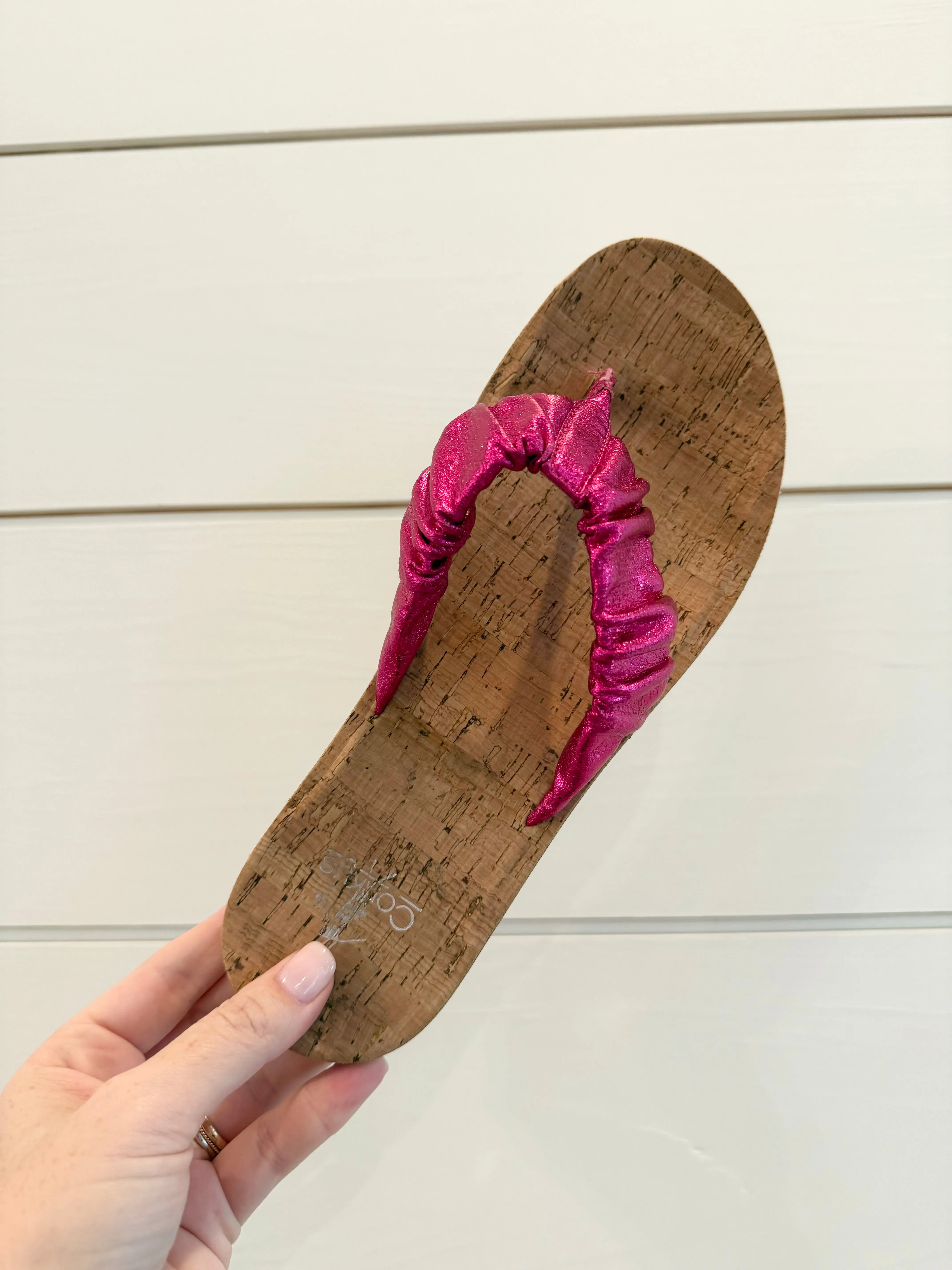FINAL SALE: Cool Off Sandals by Corkys - Fuchsia Crinkle Metallic
