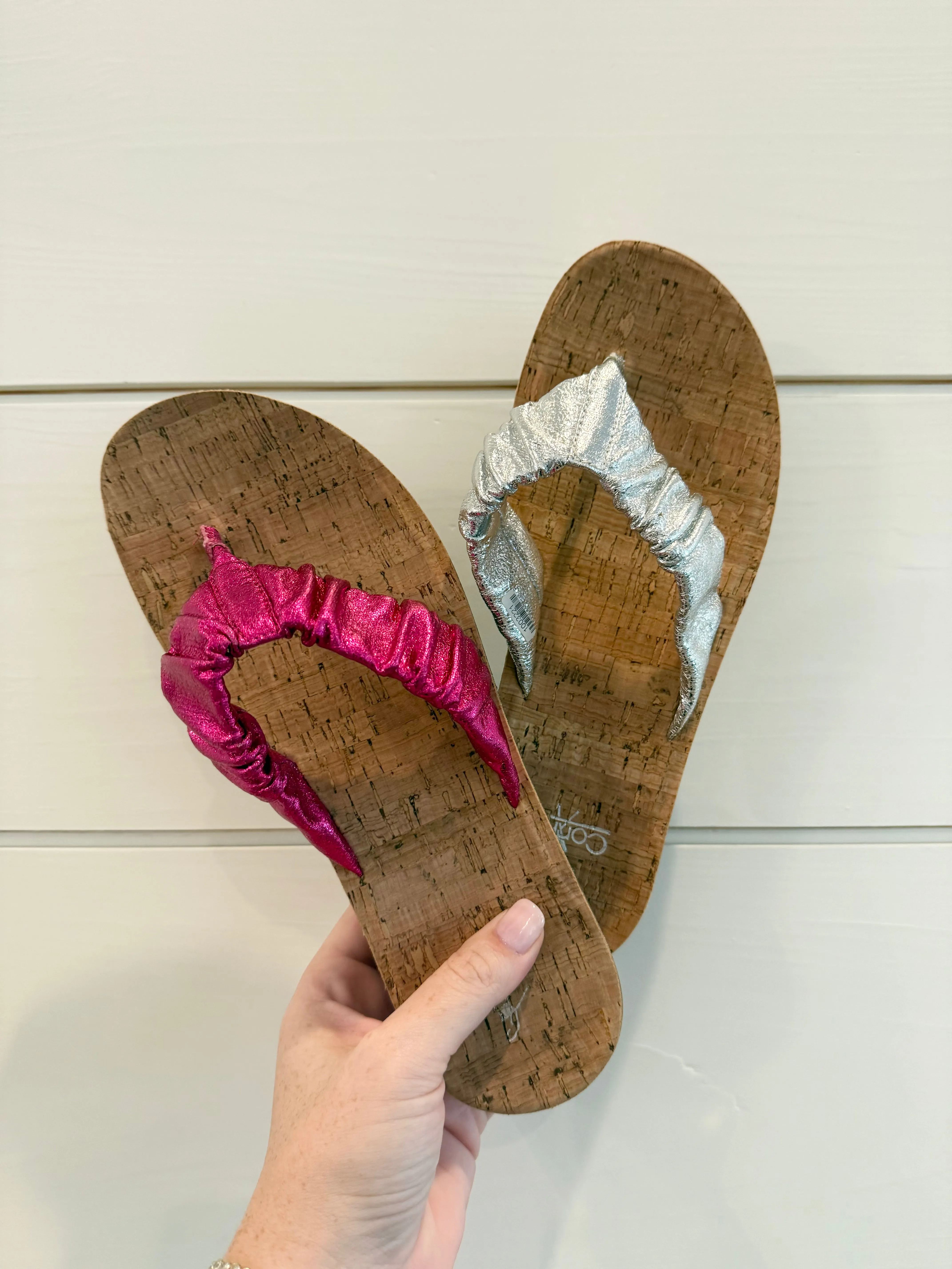 FINAL SALE: Cool Off Sandals by Corkys - Fuchsia Crinkle Metallic