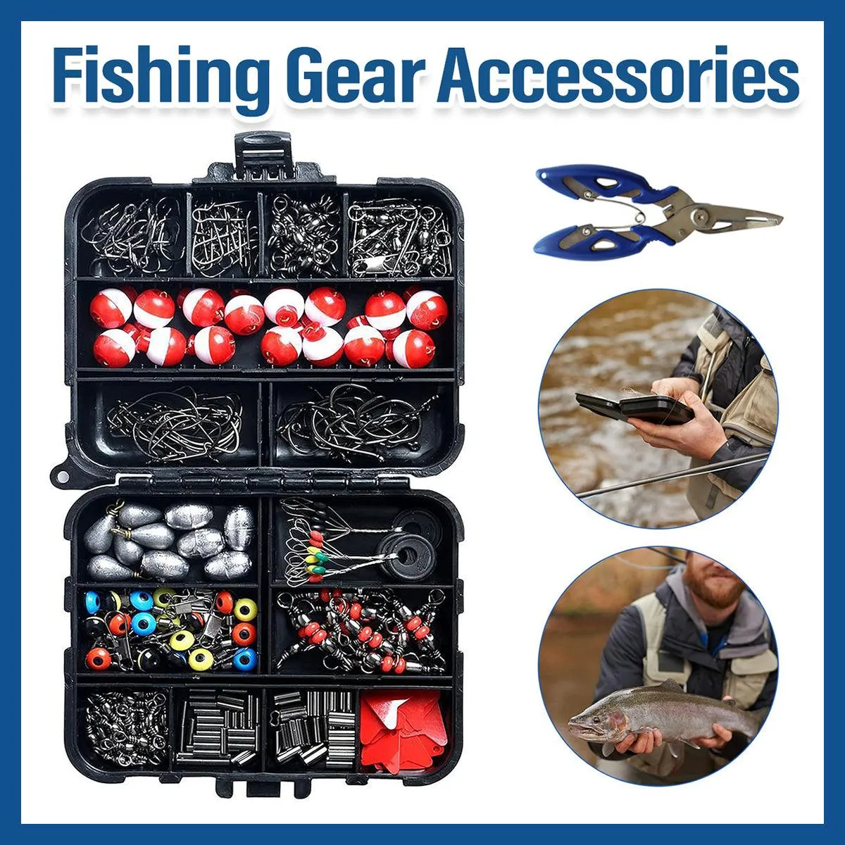 Fishing Accessory Tool Set Gear Kit for Fishing Rods Hooks Tackle Box Storage