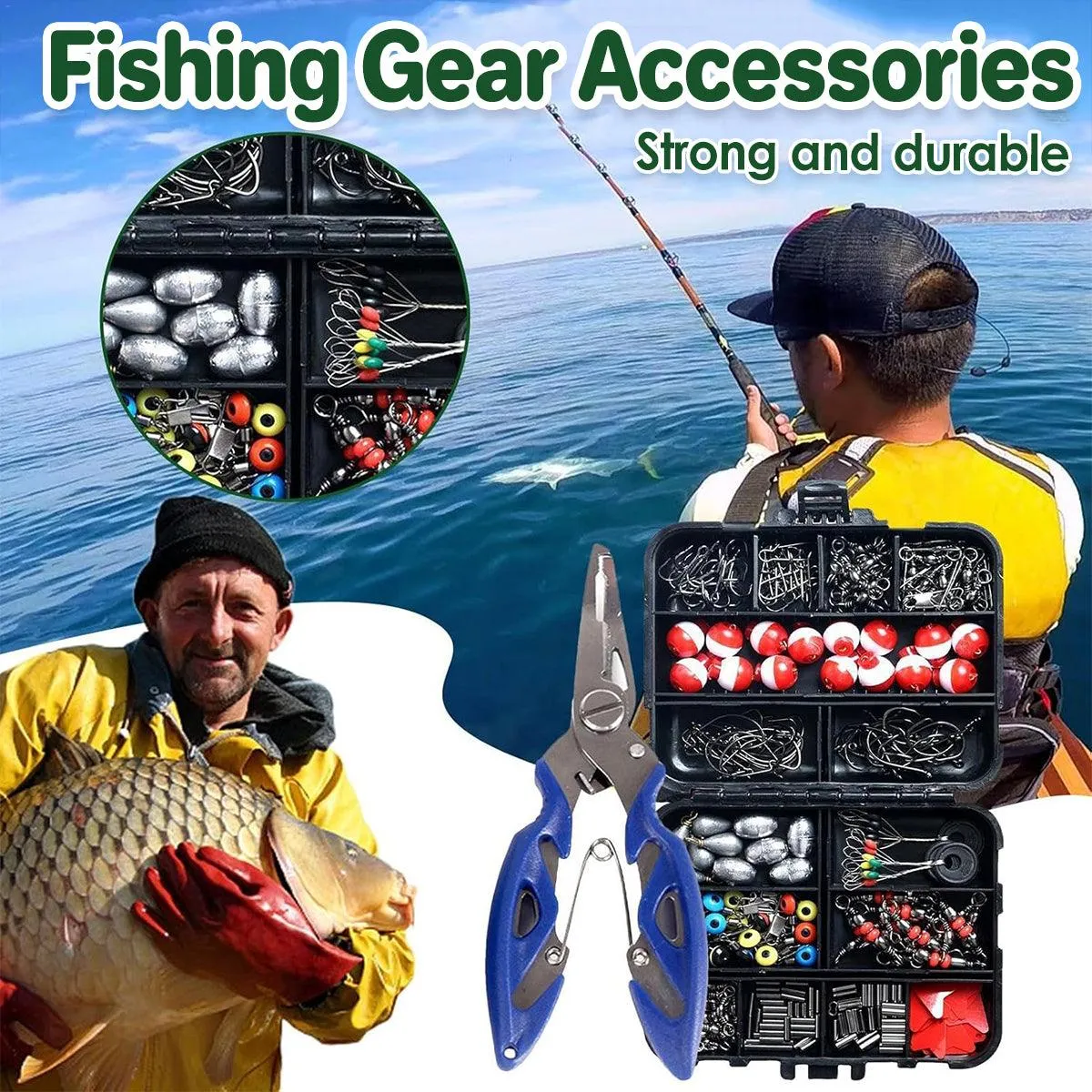 Fishing Accessory Tool Set Gear Kit for Fishing Rods Hooks Tackle Box Storage