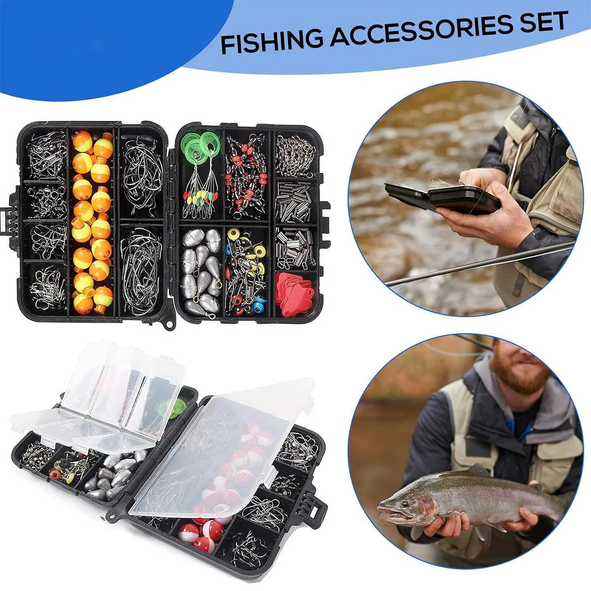 Fishing Accessory Tool Set Gear Kit for Fishing Rods Hooks Tackle Box Storage