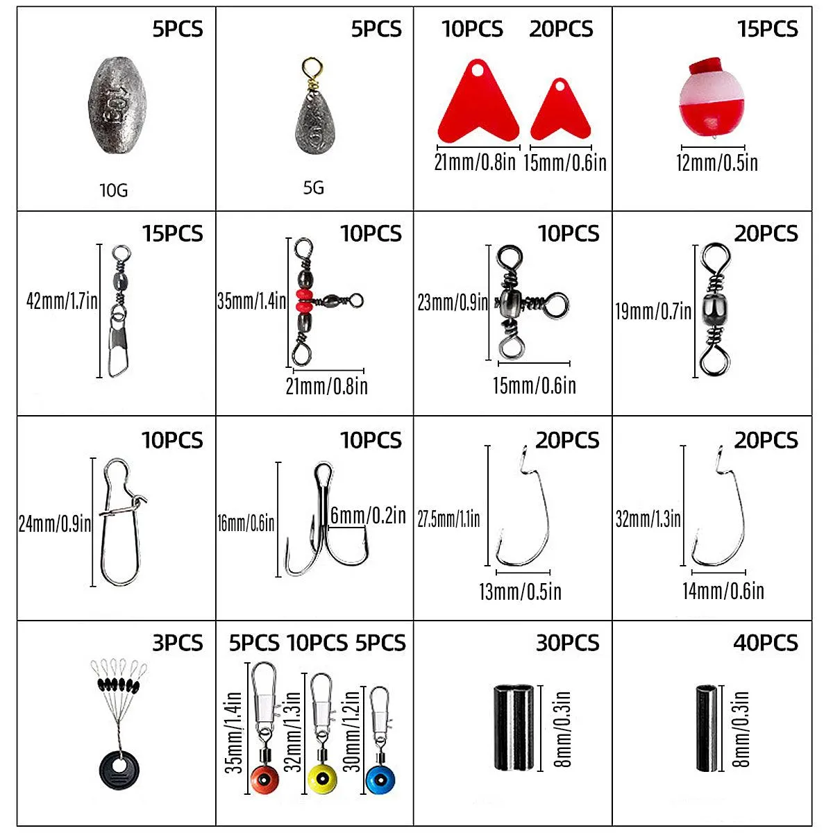 Fishing Accessory Tool Set Gear Kit for Fishing Rods Hooks Tackle Box Storage