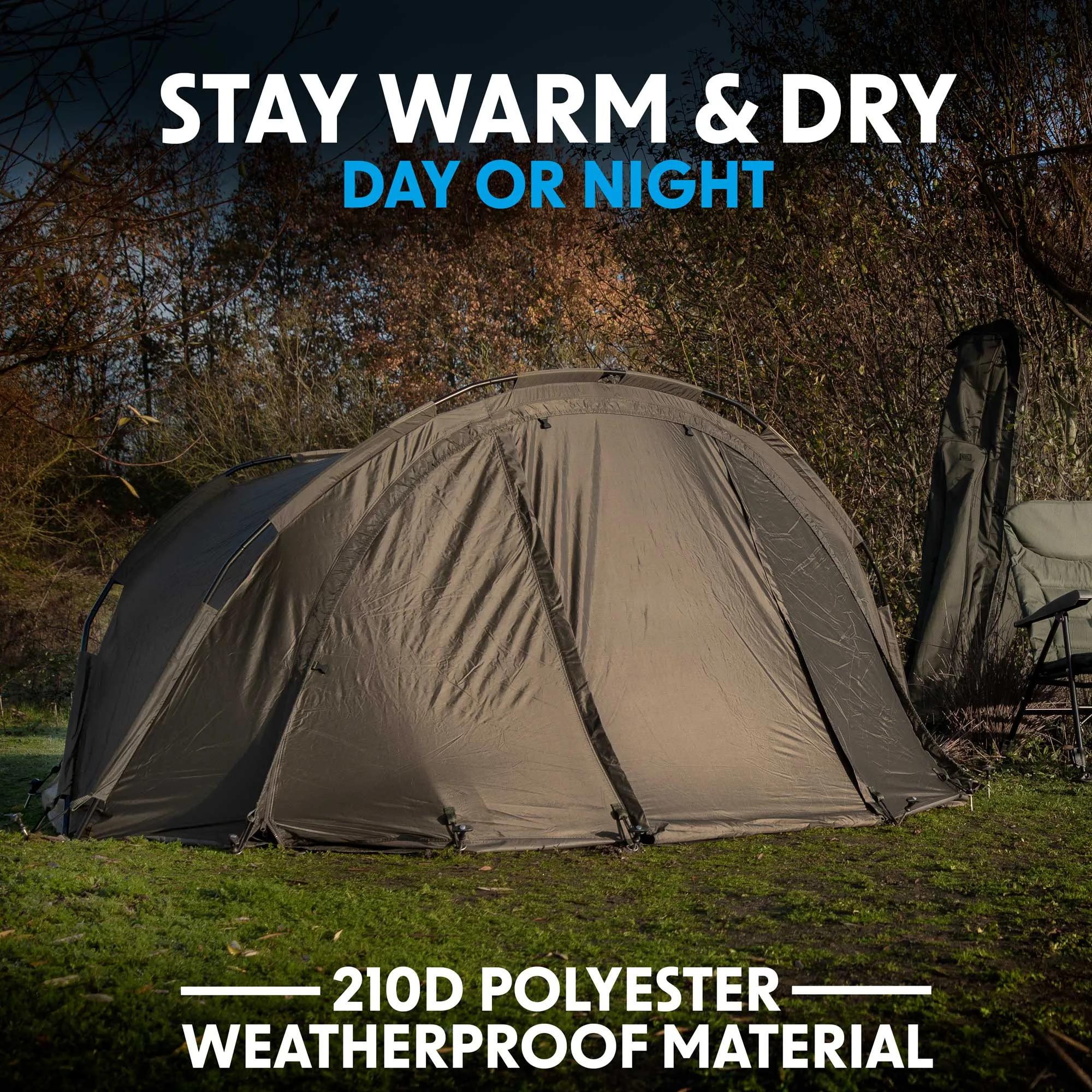 Fishing Bivvy Tent One-Person, UV Protection Quick Assembly Pre-Threaded Poles - DL75