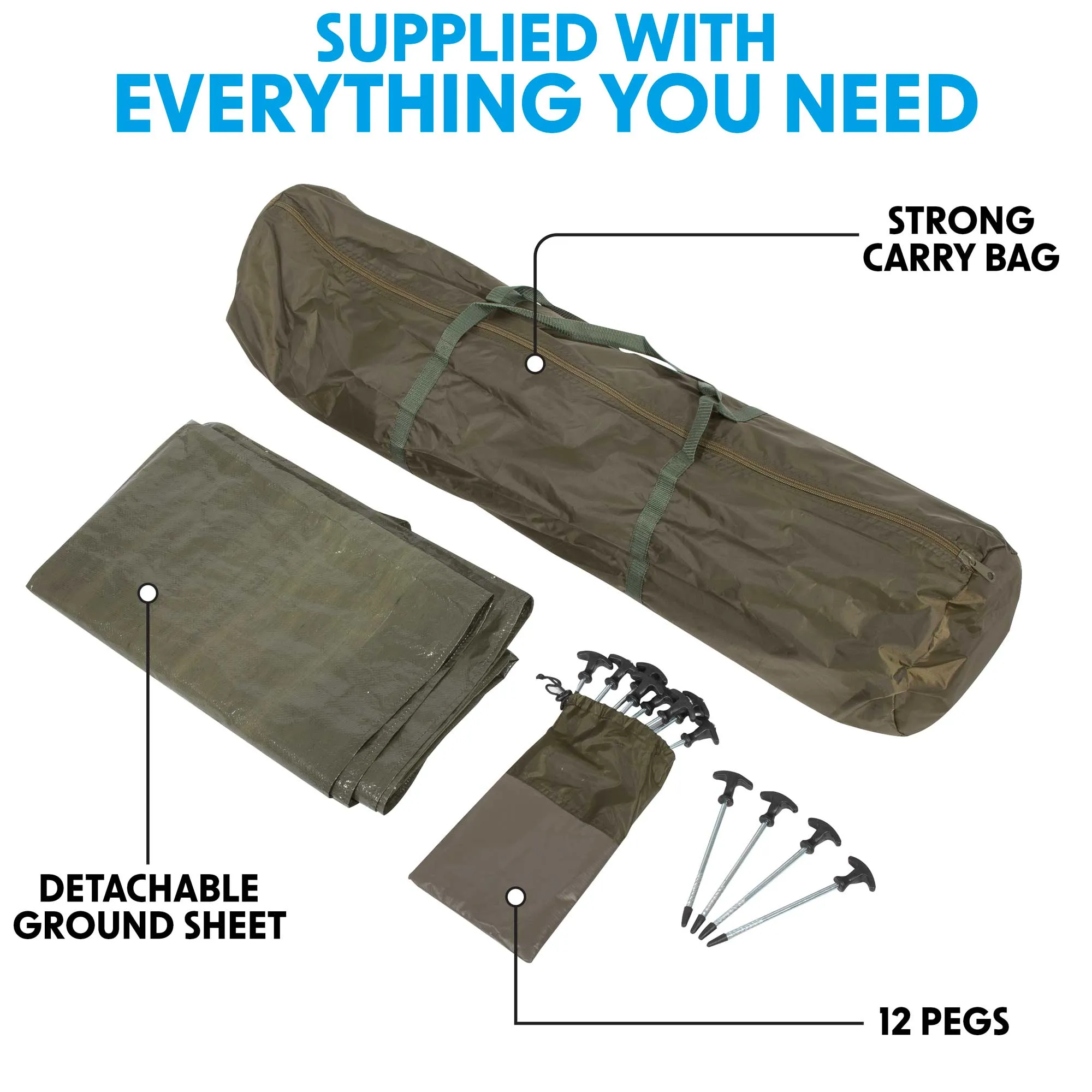 Fishing Bivvy Tent One-Person, UV Protection Quick Assembly Pre-Threaded Poles - DL75